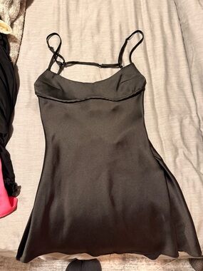 Zara Black Satin Slip Dress